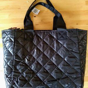 Saks Fifth Avenue Quilted Shopper Tote Black NEW